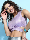 Tokyo Talkies Women Lavender Crop Top