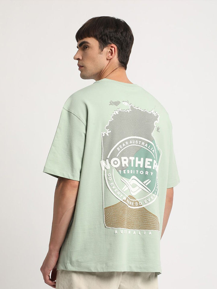 THE BEAR HOUSE Graphic Printed Round Neck Cotton Oversized T-shirt