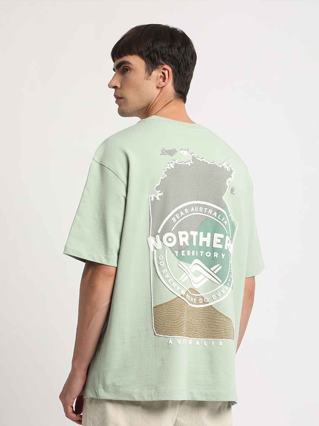 THE BEAR HOUSE Graphic Printed Round Neck Cotton Oversized T-shirt