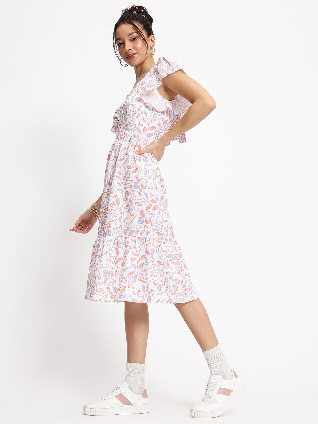 DressBerry Artsy Florals Twirl & Turn A-Line Dress