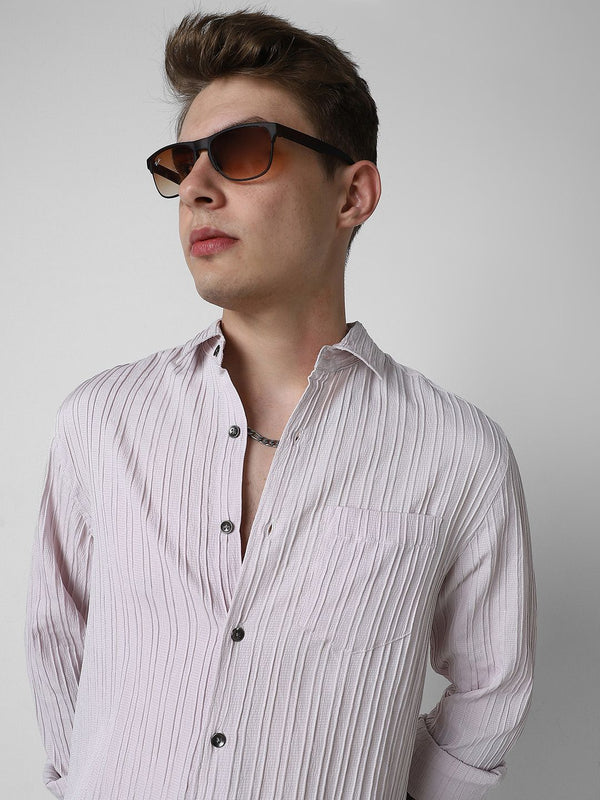 VASTRADO Men Classic Slim Fit Opaque Striped Casual Shirt