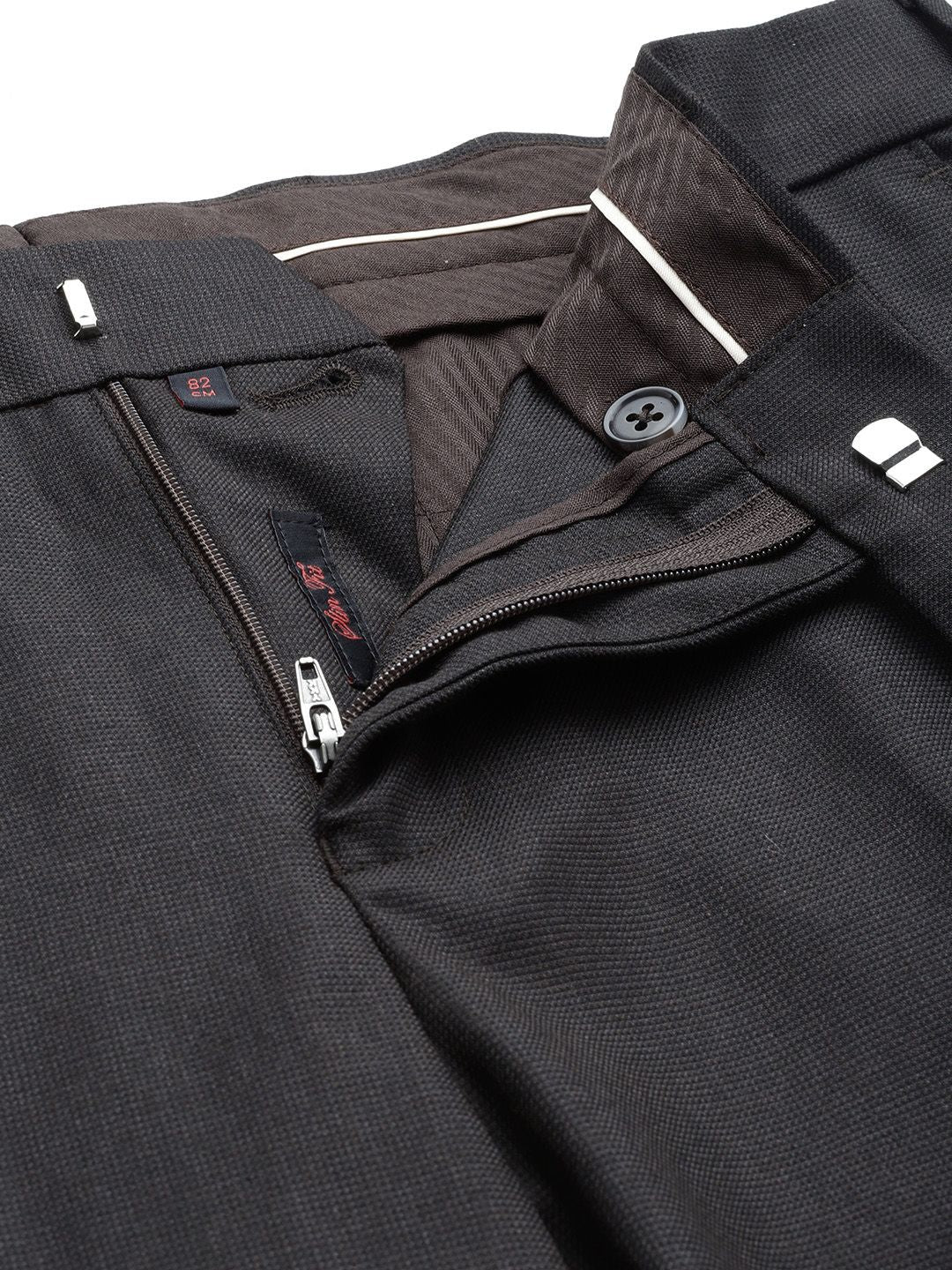 Raymond Men Textured Slim Fit Mid-Rise Formal Trousers