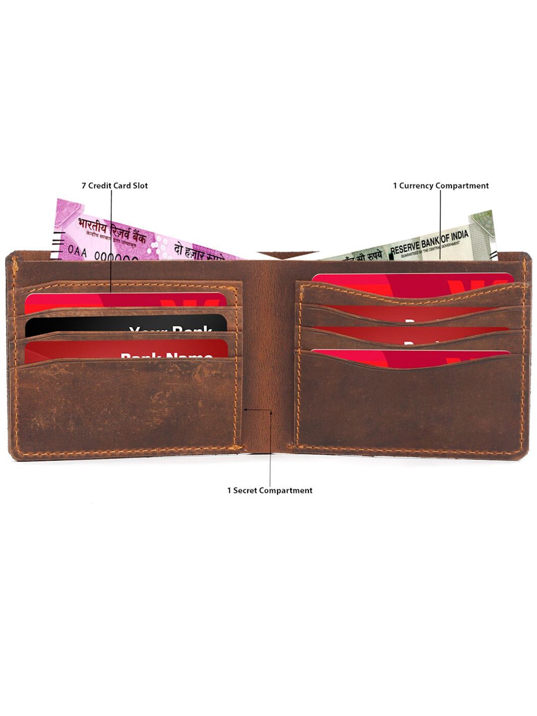 Teakwood Leathers Men Textured RFID Leather Two Fold Wallet