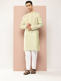 See Designs Men Embroidered Sequinned Chanderi Silk Kurta with Pyjamas