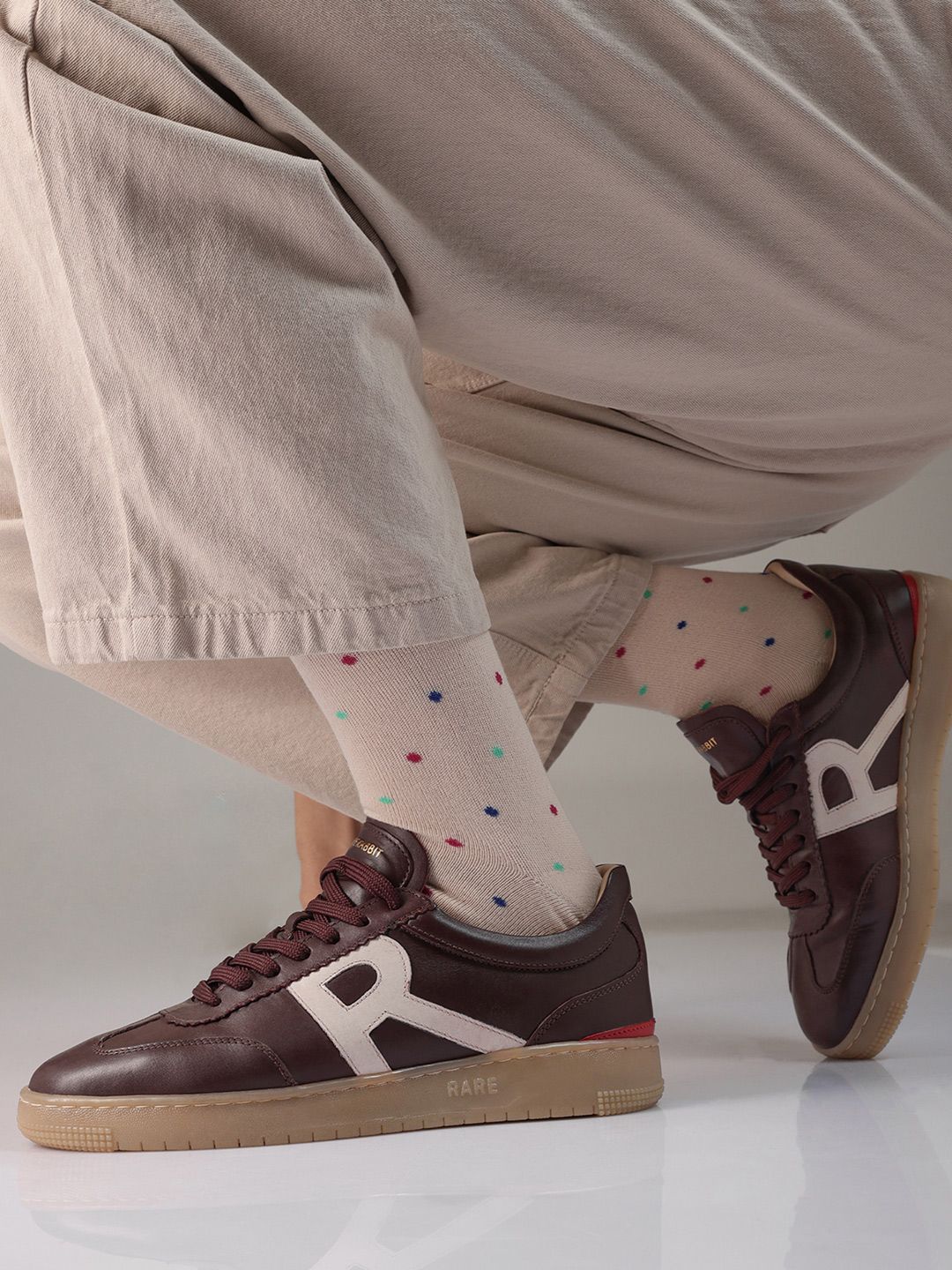 RARE RABBIT Men Leather Lace-Up Sneakers