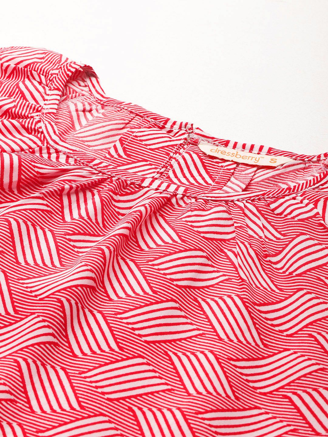 DressBerry Geometric Print Flared Sleeve Top