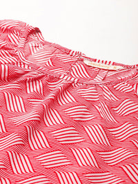 DressBerry Geometric Print Flared Sleeve Top