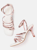 Lino Perros Snakeskin Print Strappy Slim Heels