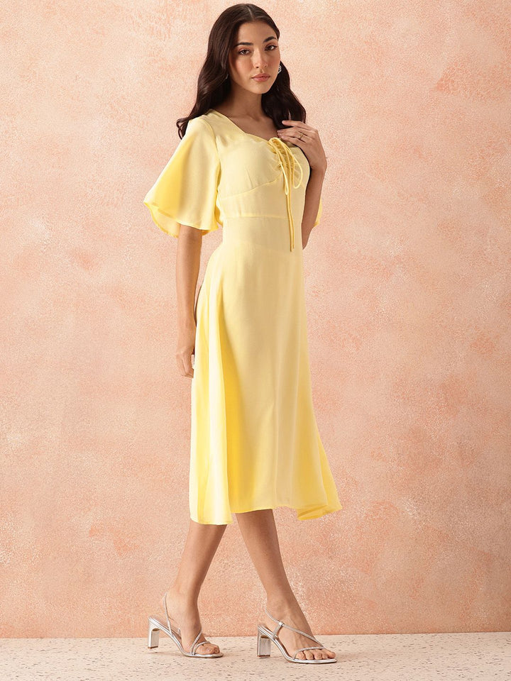 all about you Smocked Flared Sleeve Fit & Flare Dress