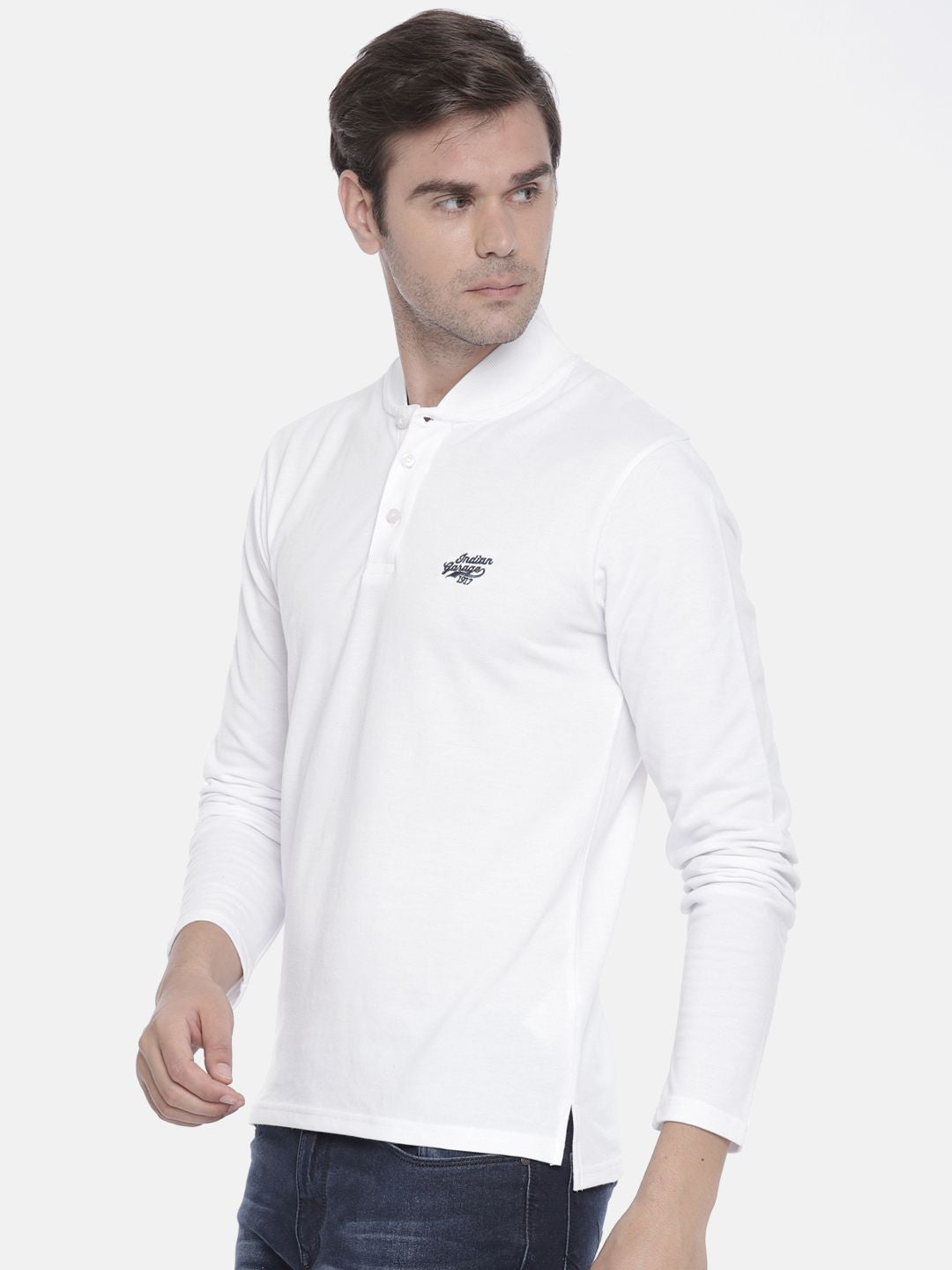 The Indian Garage Co Men White Solid T-shirt