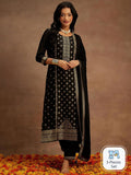 Libas Black Ethnic Motifs Woven Design Kurta with Trousers & With Dupatta