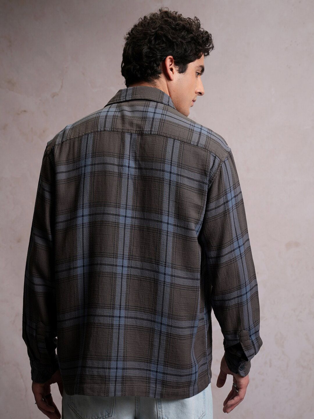 LOCOMOTIVE Dobby Textured Checked Overshirt