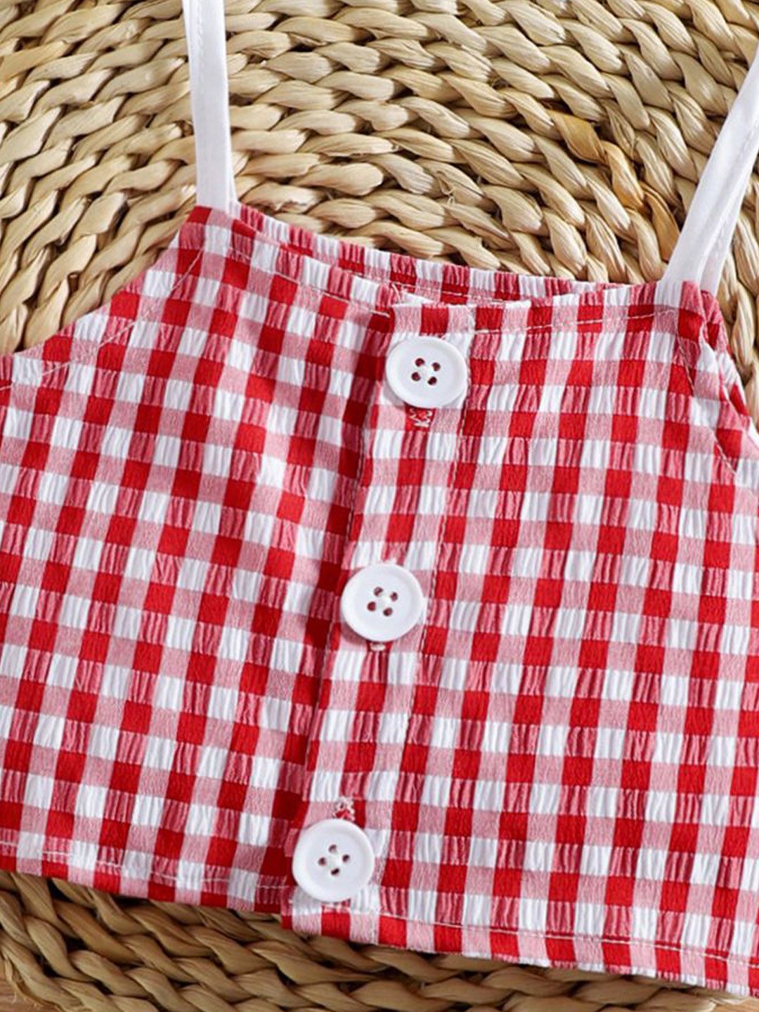 YK Infant Girls Checked Top & Shorts Clothing Set