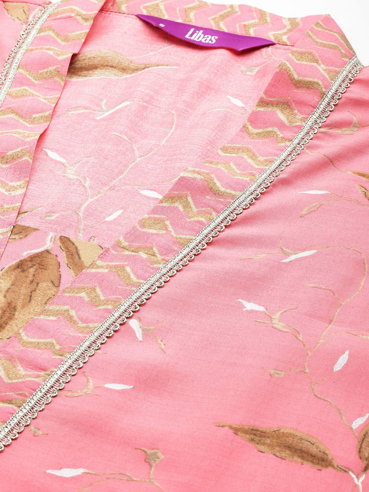 Libas Floral Printed Regular Gotta Patti Kurta with Palazzos