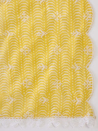 Indo Era Round Neck Floral Embroidered Pure Cotton Straight Kurta with Trouser & Dupatta