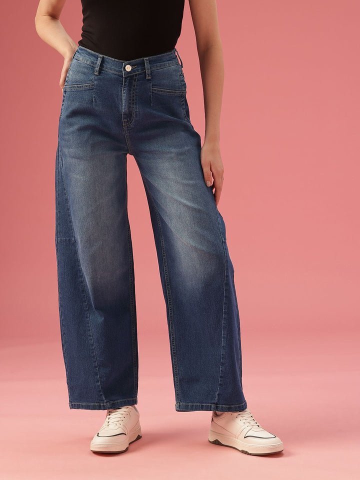 DressBerry Women Barrel Fit Light Fade Stretchable Jeans