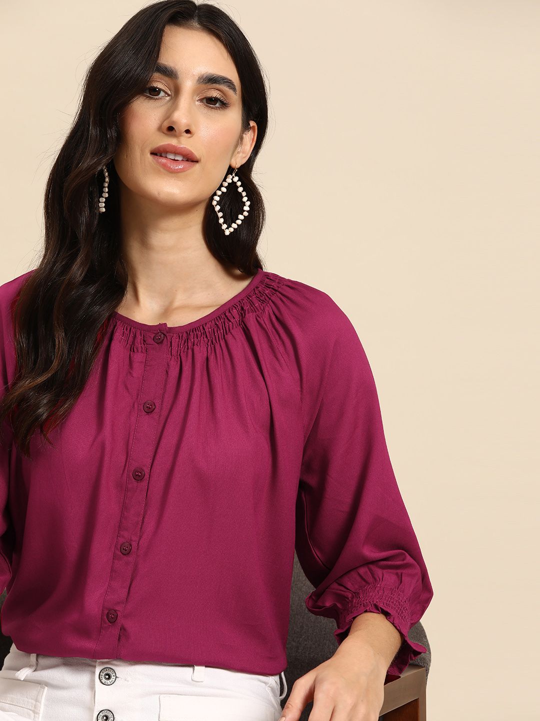 all about you Puff Sleeve Shirt Style Top