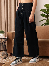 STREET 9 Women Comfort Wide Leg Cotton High-Rise Jeans