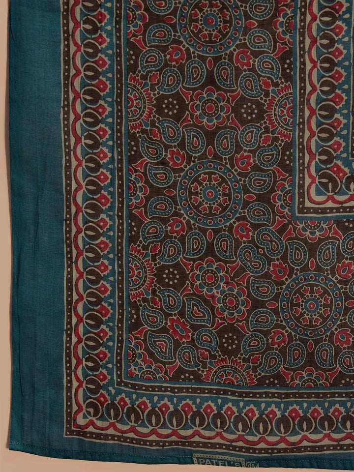 Indo Era Floral Printed Empire Pure Cotton A-Line Kurta with Trousers & Dupatta
