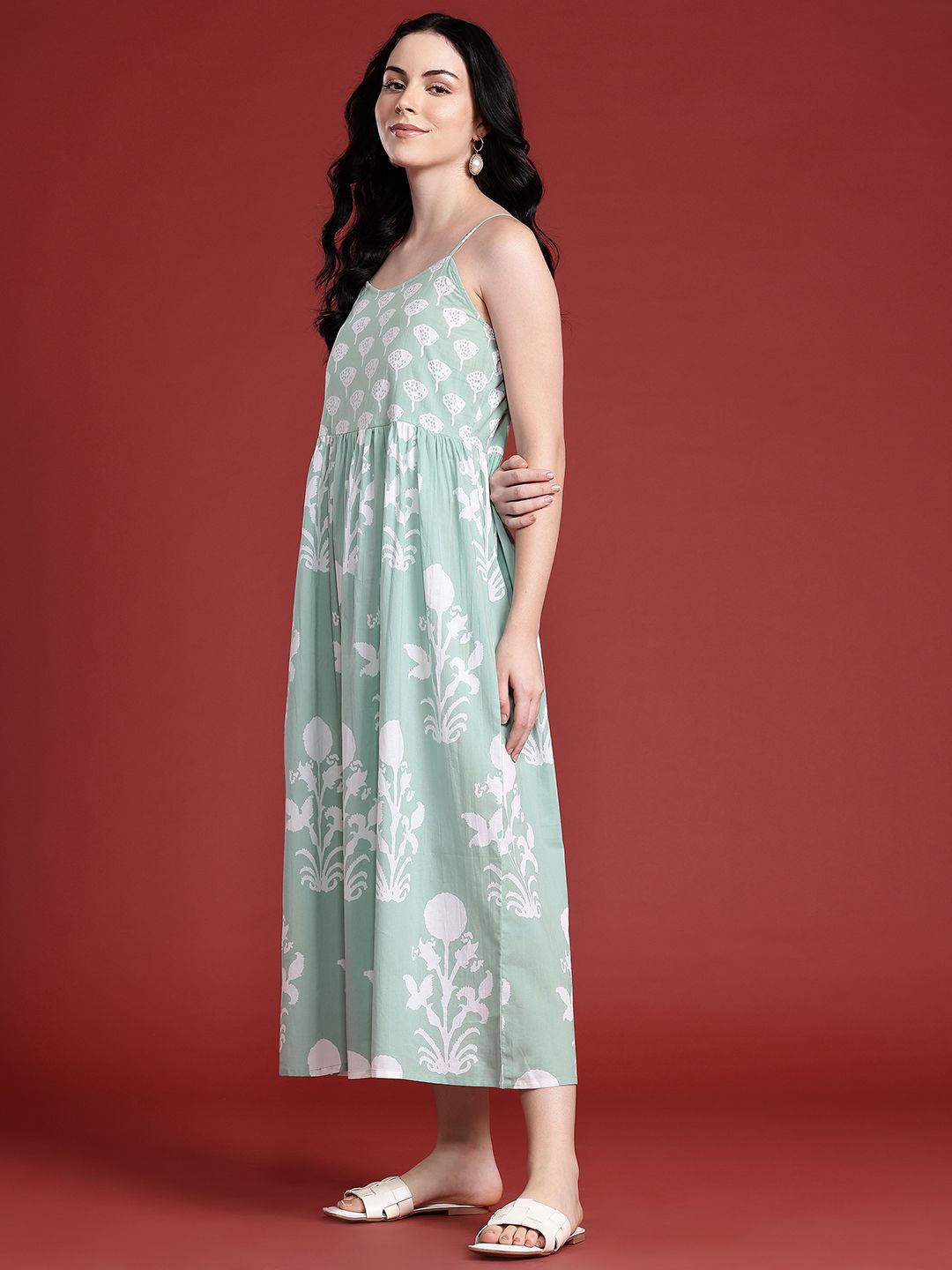 Anouk Floral Printed A-Line Ethnic Dress