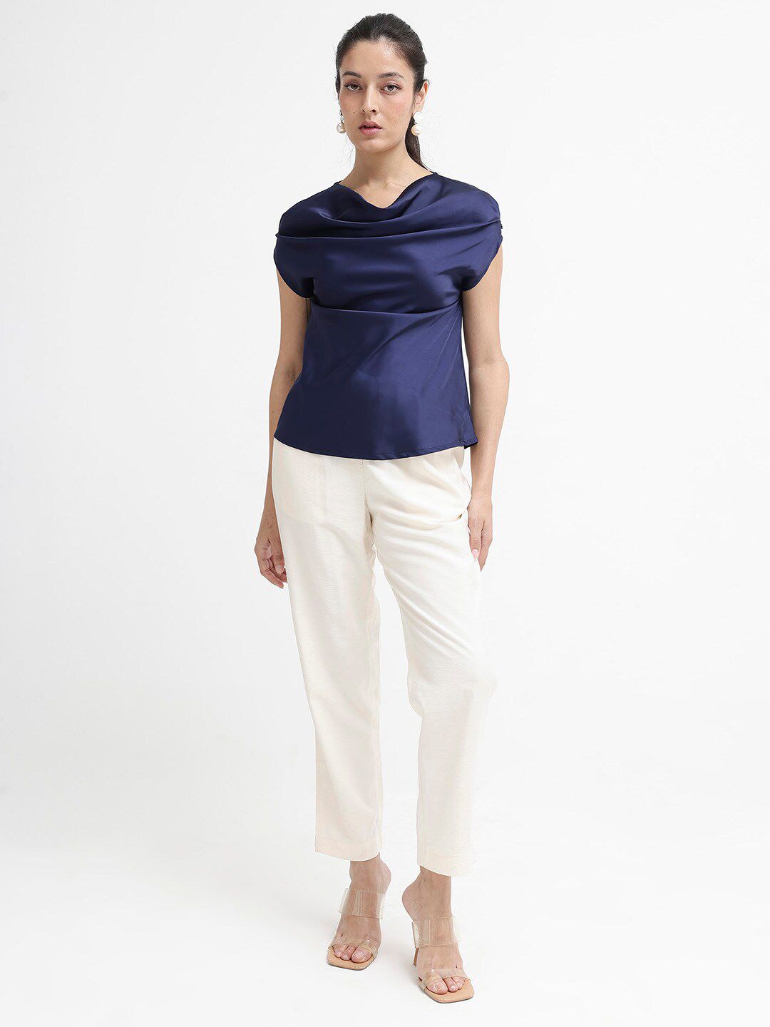 RAREISM Cowl Neck Extended Sleeves Gathered Top