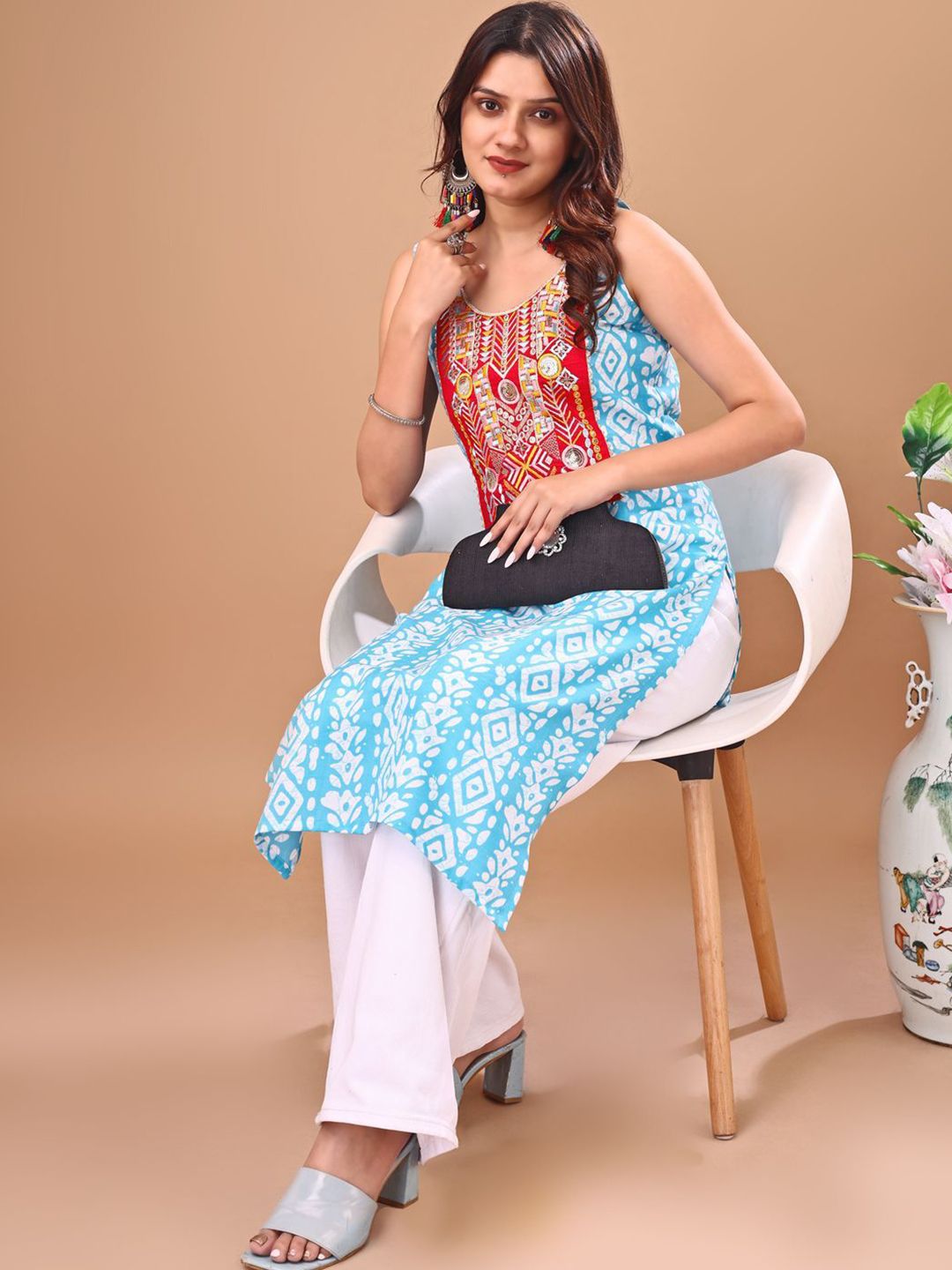 KALINI Women Printed Patchwork Kurta