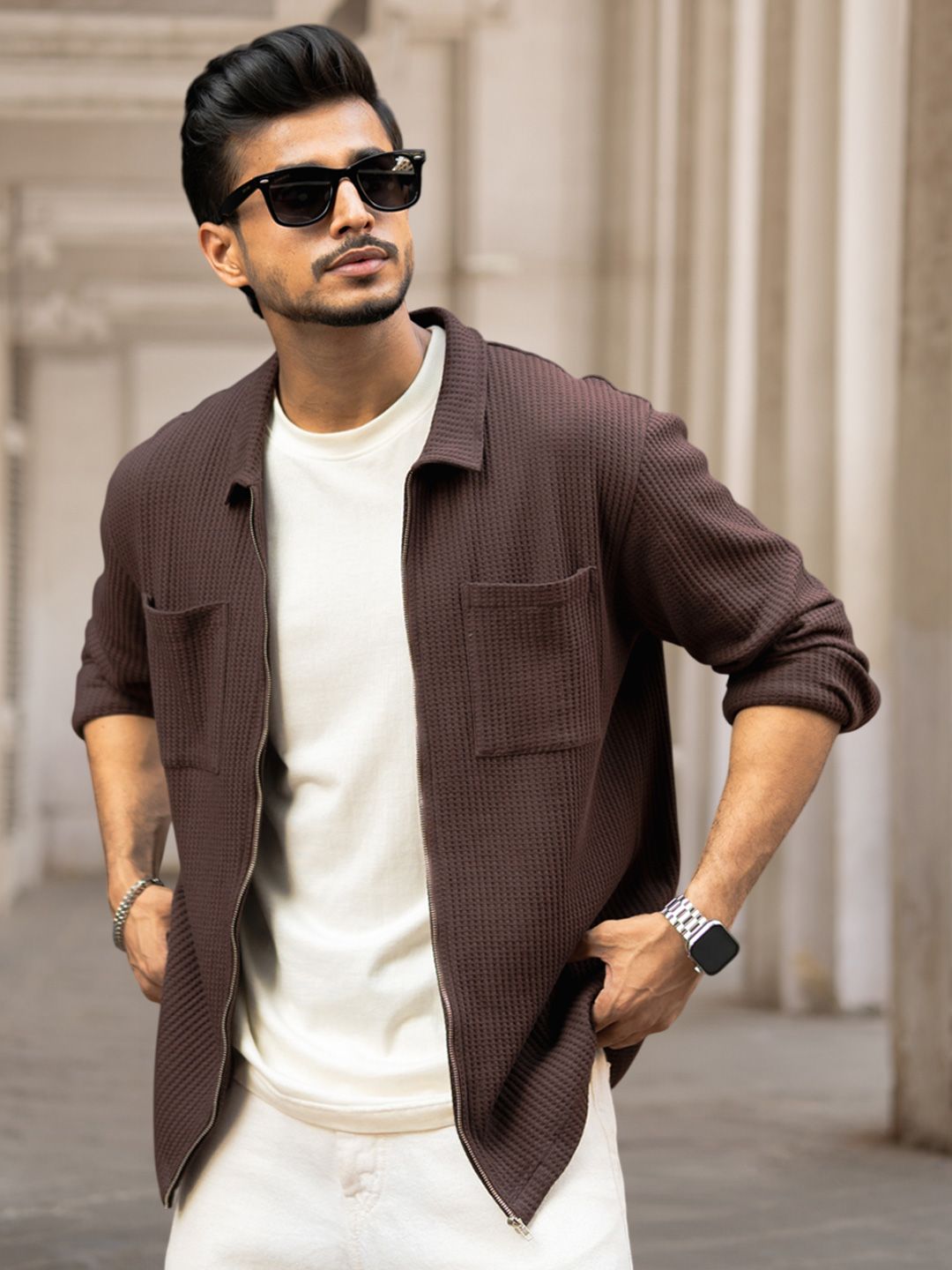 Powerlook Men Textured Spread Collar Casual Shirt