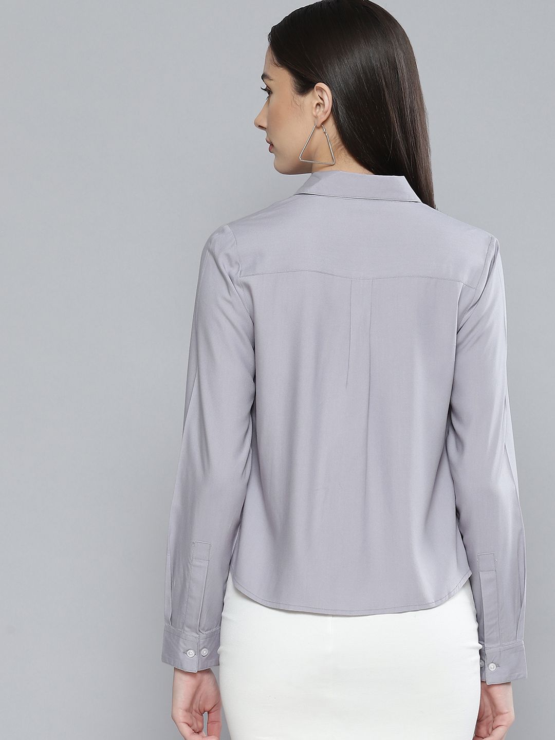 DENNISON Women Grey Solid Formal Shirt