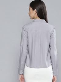 DENNISON Women Grey Solid Formal Shirt