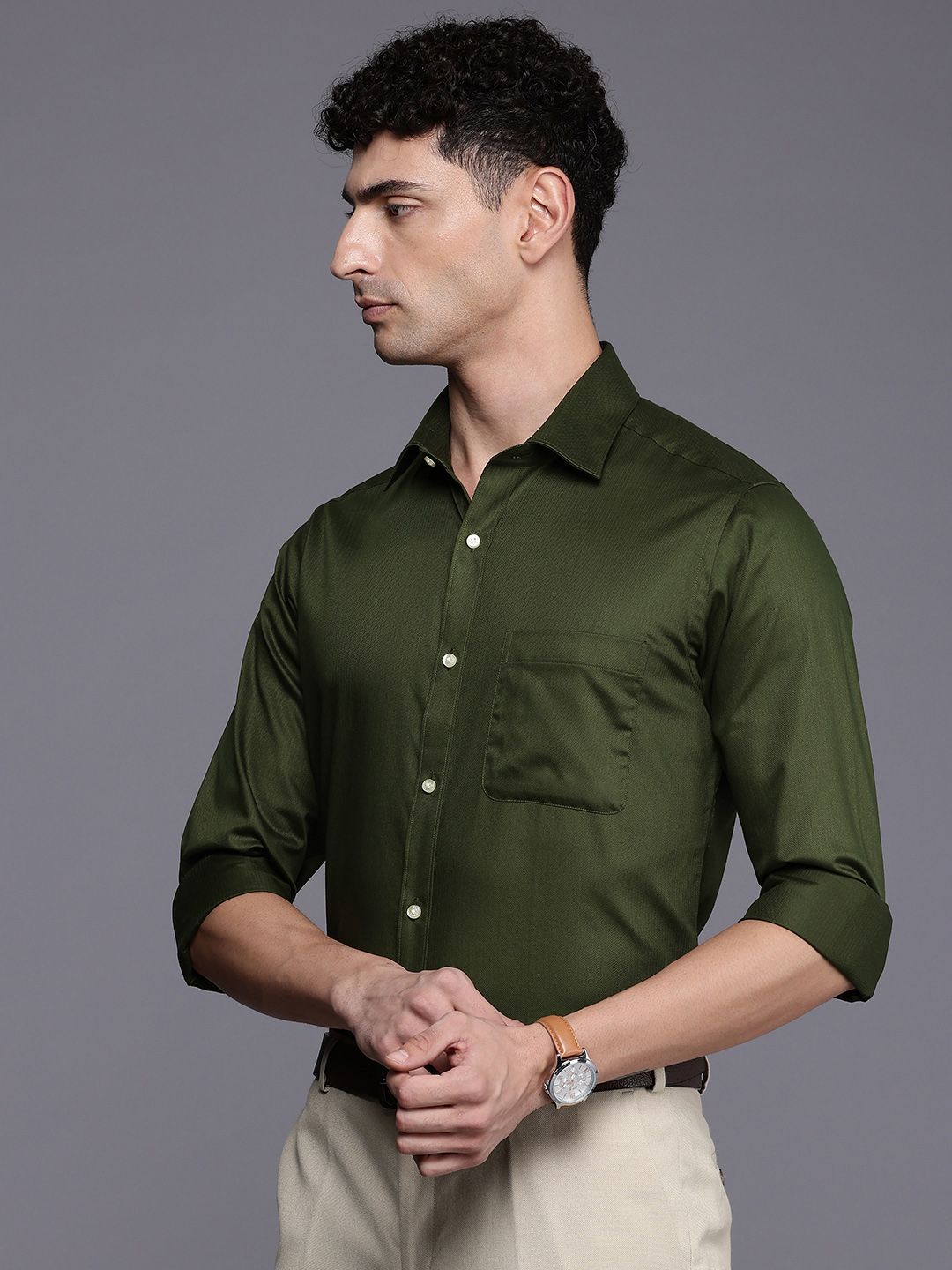 Raymond Self Design Slim Fit Pure Cotton Formal Shirt