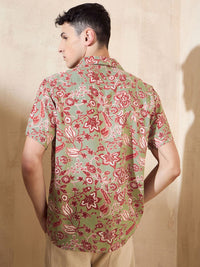 DENNISON Floral Printed Oversized Casual Shirt