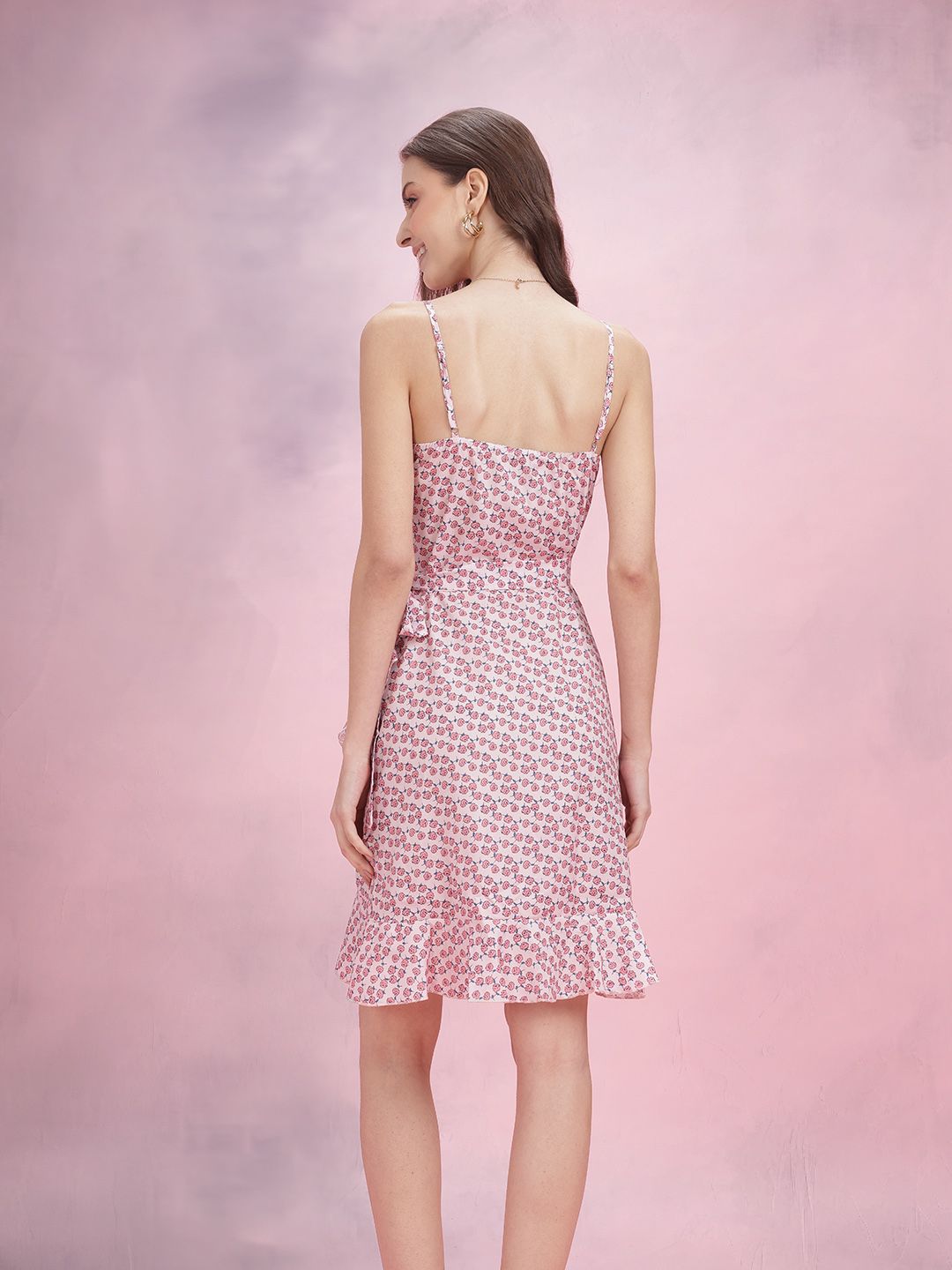 DressBerry Ruffled Floral Print Wrap Dress