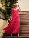 SASSAFRAS Square Neck Sleeveless Georgette Maxi Dress
