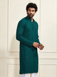 VASTRAMAY Ethnic Motifs Embroidered Sequinned Kurta