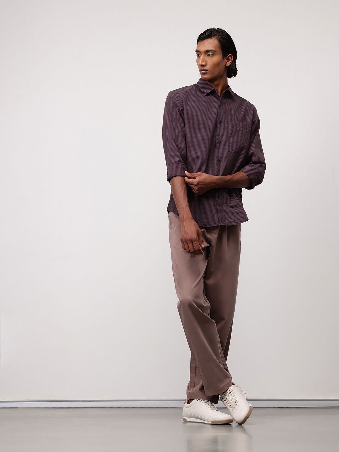 ether Classic Fit Gingham Checks Pure Cotton Shirt