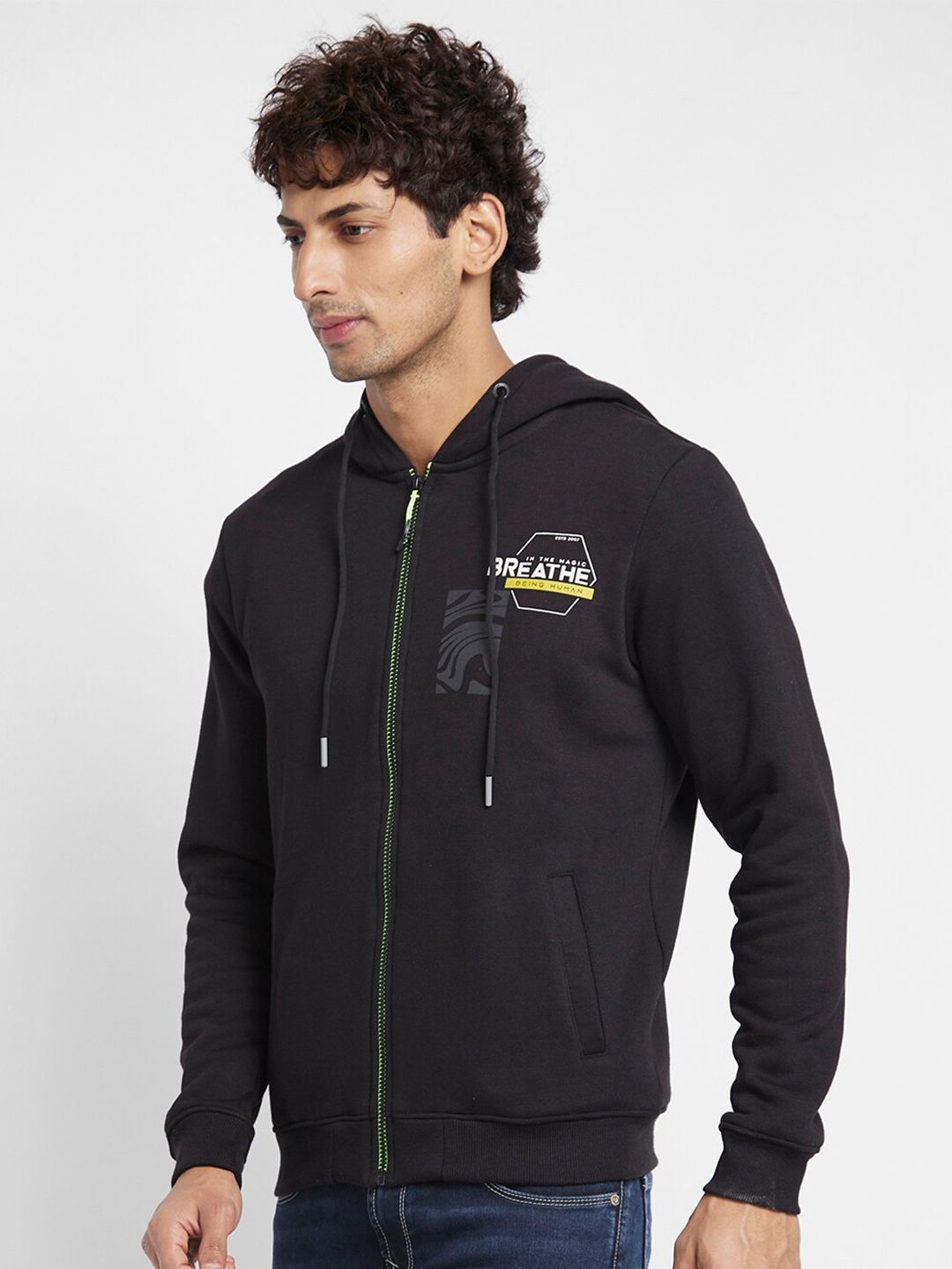 Being Human Hooded Front Open Sweater