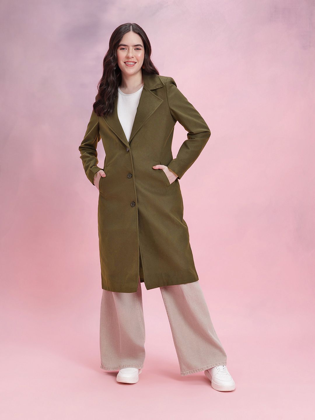 DressBerry Single-Breasted Longline Overcoat