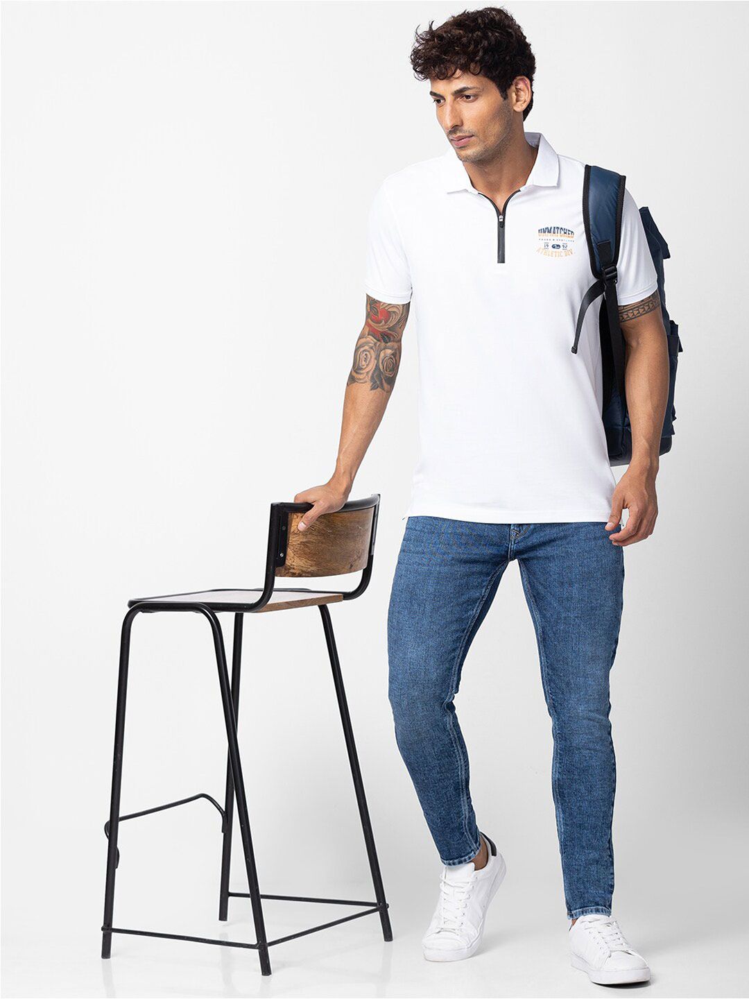 SPYKAR Men White Polo Collar T-shirt