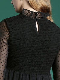 DressBerry Schiffli Smocked Tiered A-Line Midi Dress