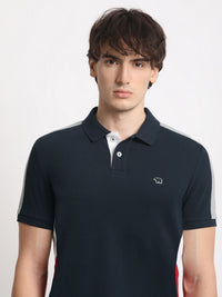 THE BEAR HOUSE Colourblocked Polo Collar Pure Cotton Slim Fit T-shirt