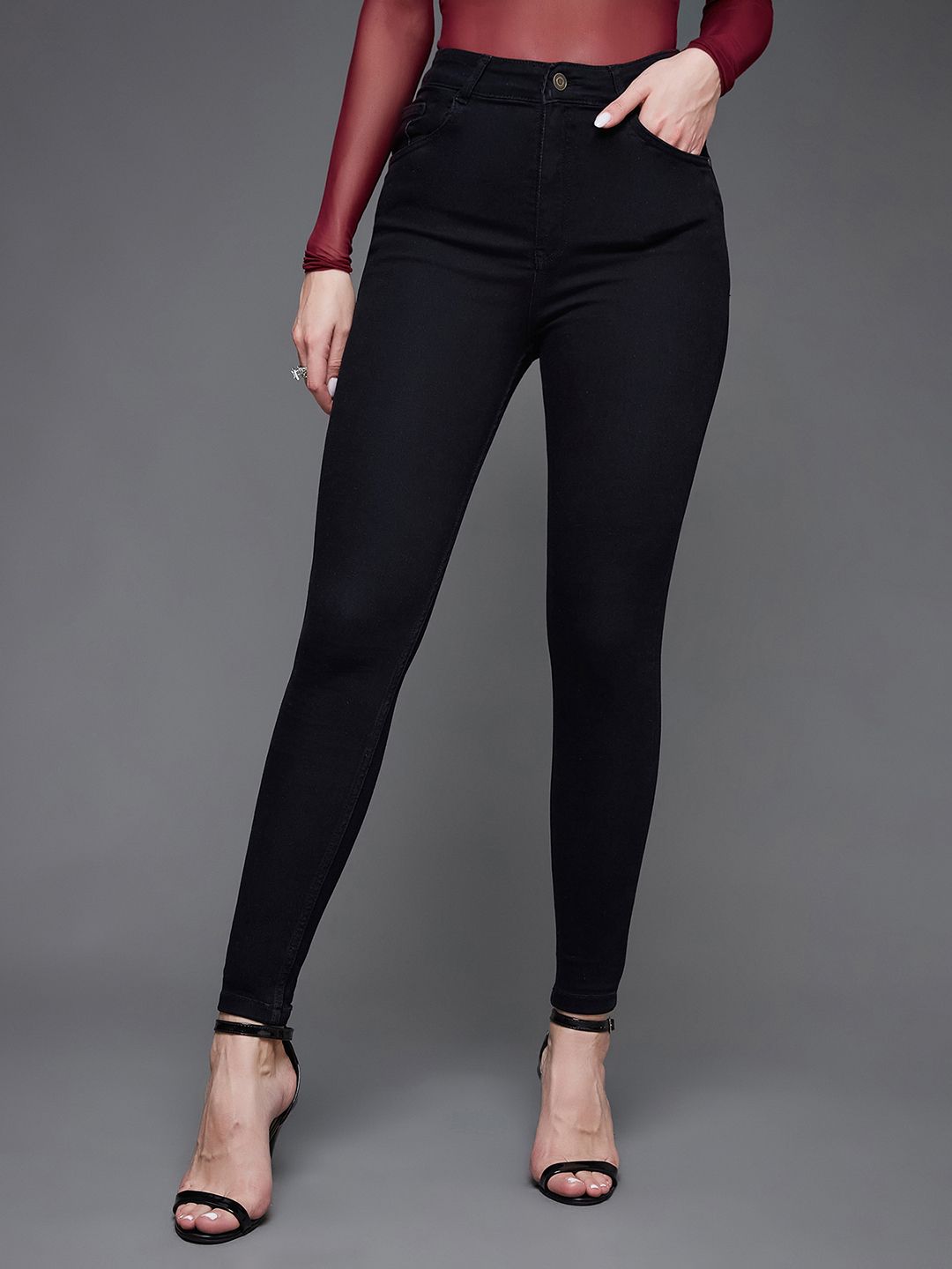 Miss Chase Women Black Skinny Fit High-Rise Jeans