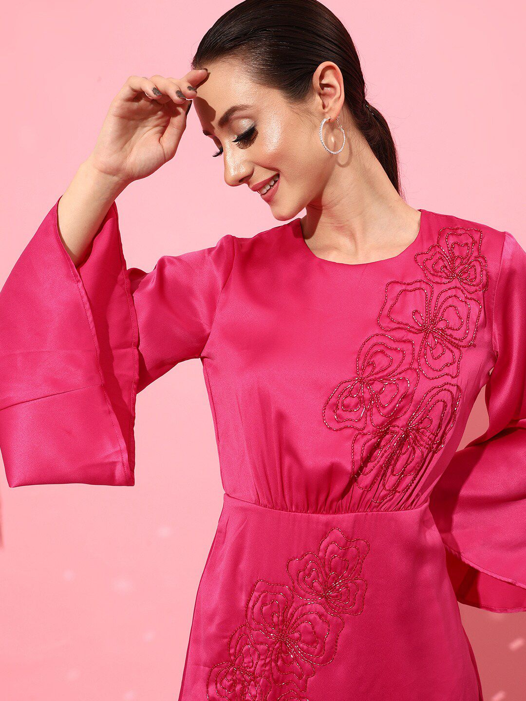 STREET 9 Women Fuchsia Solid Dress