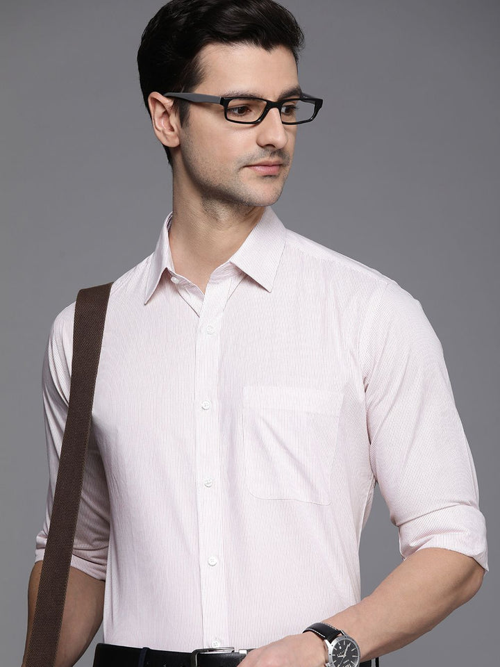 Raymond Men White Striped Pure Cotton Slim Fit Casual Shirt