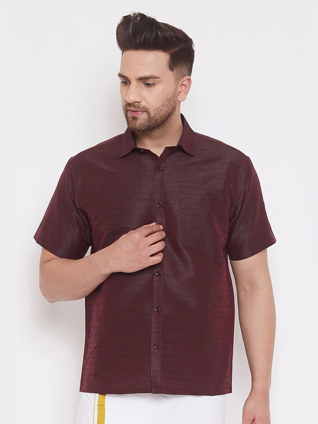 VASTRAMAY Premium Spread Collar Casual Shirt