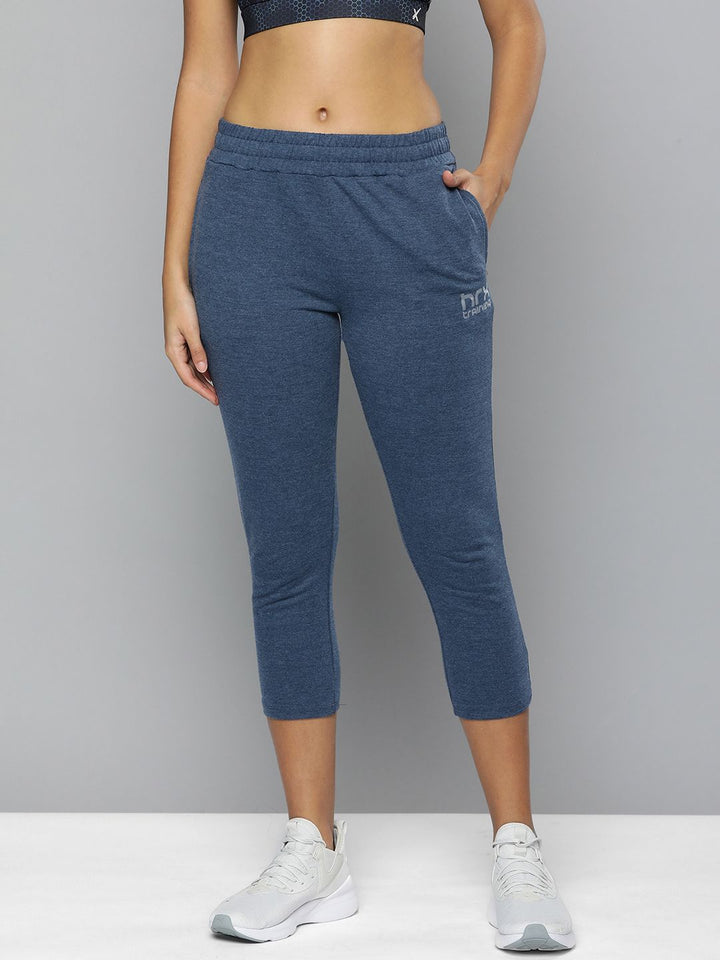 HRX By Hrithik Roshan Training Women Navy Melange Rapid-Dry Solid Track Pants