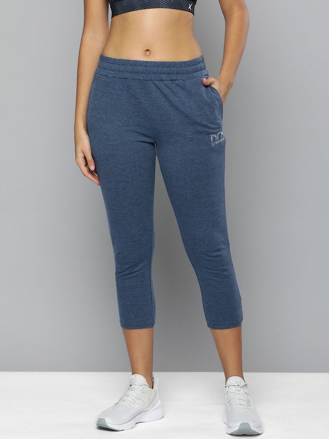 HRX By Hrithik Roshan Training Women Navy Melange Rapid-Dry Solid Track Pants