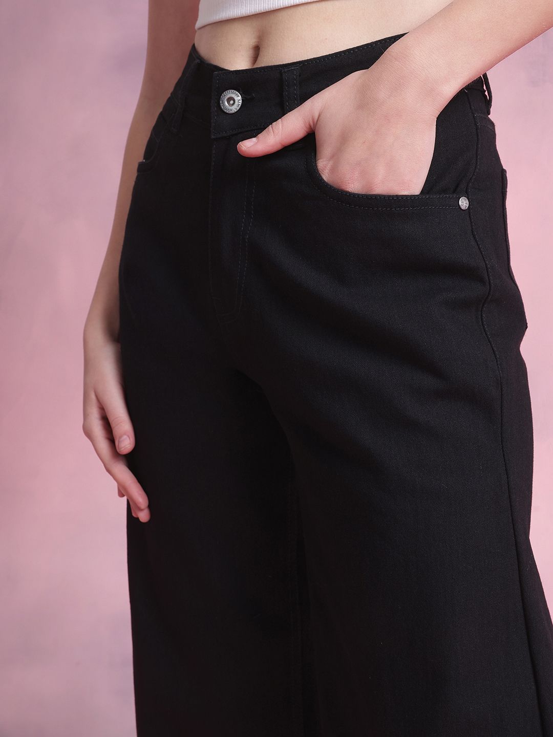 DressBerry Women Mid-Rise Wide Leg Fit Jeans