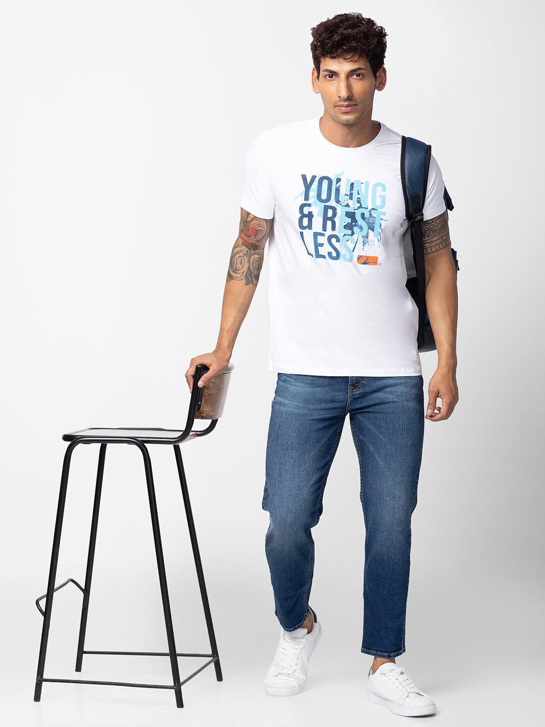 SPYKAR Men Typography Printed Slim Fit Cotton T-shirt