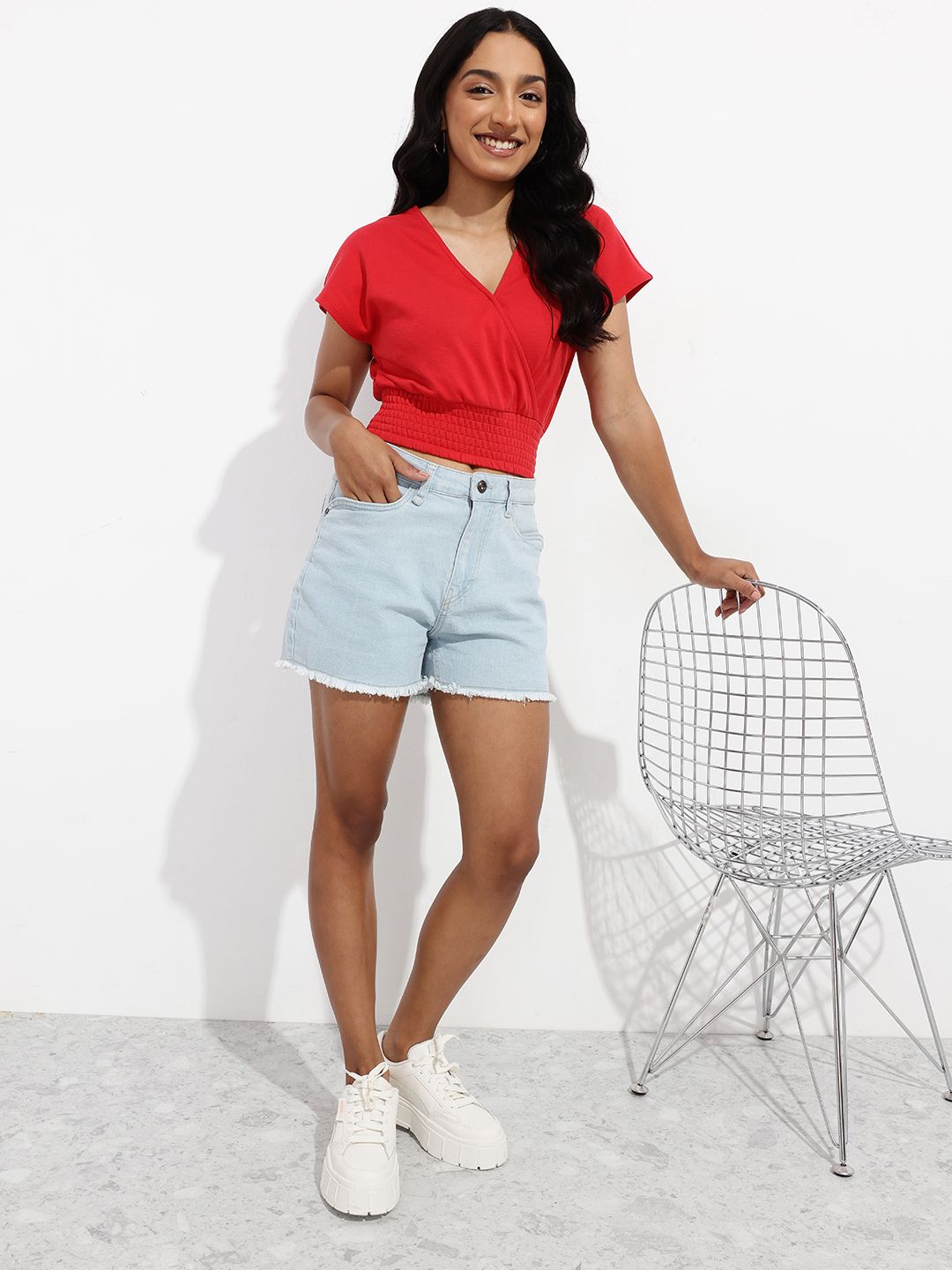 DressBerry Chroma Queen Wrap Style Blouson Crop Top