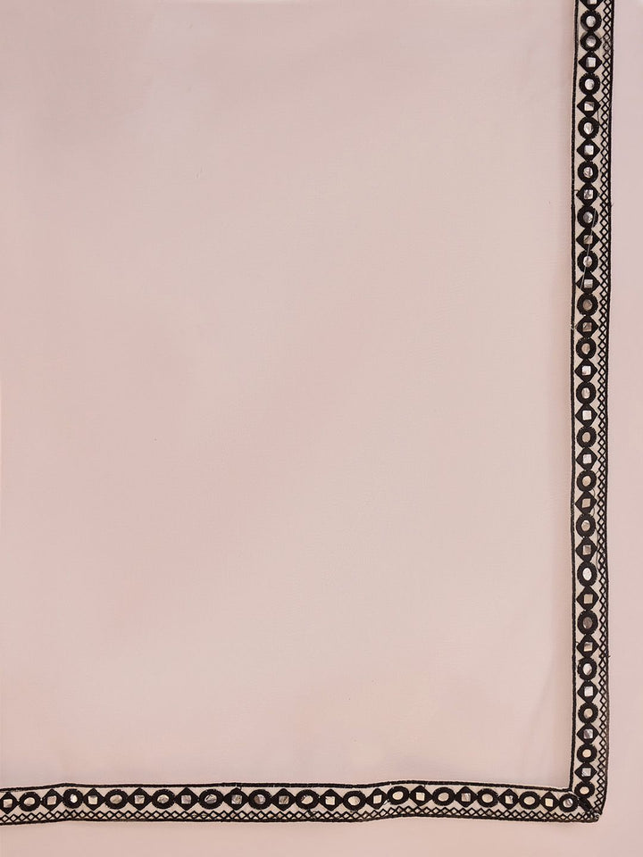 Indo Era White Floral Embroidered Straight Kurta with Trousers & Dupatta